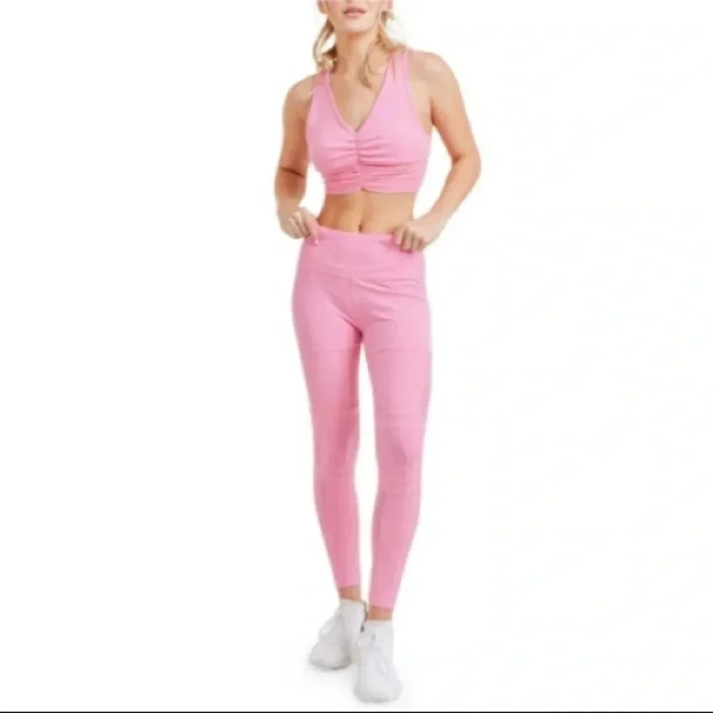 🆕Kimberly Pink Mesh Insert Rushed Sport Set L🆕